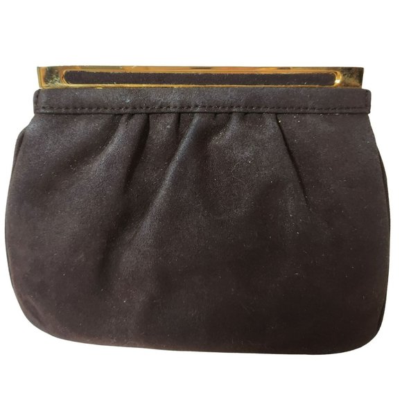 Lisette New York Vintage 60s Crossbody Bag Brown Suede with Rhinestone Clasp - Picture 12 of 12